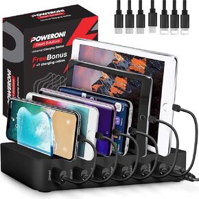 USB Charging Dock - 4-Port - Fast Charging Station for Multiple Devices Apple - Multi Device Charger Station - Compatible with Apple iPad iPhone and Android Cell Phone and Tablet