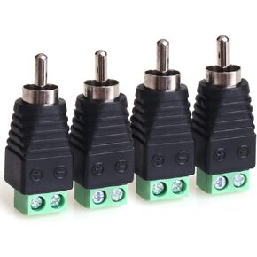 MOBOREST RCA to Speaker Wire Adapter, Solderless Connector (2-Pack) | Screw Terminal Design, Male Plug End, for Home Stereo and Security Camera DVR Systems, Compatible with Audio Receivers in Saudi Arabia