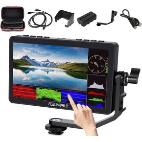 FEELWORLD F5 Pro V4+ Battery+ Charger+Carry Case 6 Inch Touchscreen Camera Field Monitor with 3D LUT F970 External Kit Install for Power Wireless Transmission Support 4K HDMI Input Output 5V Type-c in Saudi Arabia
