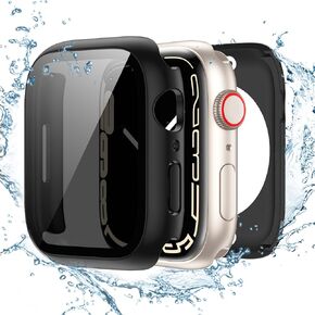 Tensea (2-in-1 for Waterproof Apple Watch Screen Protector Case Series 9 8 7 45mm, iWatch Protective PC Face Cover Built-in Privacy Tempered Glass Film [26° Anti Spy] [360° Full Protection]