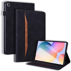 Case for Samsung Galaxy Tab S6 Lite 10.4 inch 2020 Folio Stand Case SM-P610/P615 PU Leather Business Wallet Proective Cover with Card Holder Multiple Viewing Angles, Black