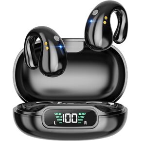 CoolJumper Open Ear Clip Headphones, Wireless Earbuds Bluetooth 5.3 Sports Earphones Built-in Mic with Ear Hooks, 36H Playtime Charging Case LED Display, IP7 Waterproof Fitness Ear Buds for Running in Kuwait