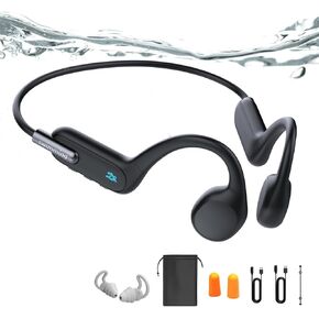 JEWUNO Bone Conduction Headphones Swimming, Underwater Headphones for Swimming, Built-in 32G Memory IP68 Waterproof, Wireless Bluetooth 5.3 Open Ear Headphones for Running, Cycling in Kuwait