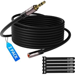 3.5mm Extension Cable 25 Feet, Long Male to Female Auxiliary Audio Stereo Cable, Headphone Extension Cord, Hi-Fi Sound, Gold Plated Connectors, OFC Core, Black Cable (with 5 pcs Cable Ties) -25ft in Kuwait