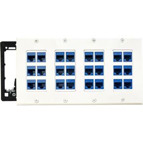 DIYTECH 24 Port Ethernet Wall Plate, Cat6 RJ45 Keystone, 4 Gang - White in Kuwait
