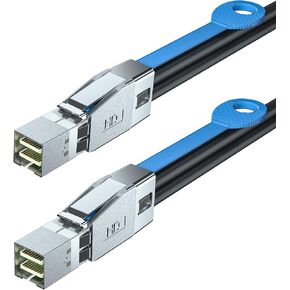 H!Fiber.com كابل خارجي Mini SAS HD SFF-8644 إلى Mini SAS SFF-8644، كابل HD عالي الكثافة، 2 متر (6.6 قدم)، لخادم القرص الصلب، SAN، بطاقة Raid