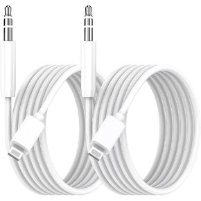 2 Pack iPhone Aux Cord for Car, Apple MFi Certified Lightning to 3.5 mm Headphone Jack Adapter Male Aux Stereo Audio Cable Compatible with iPhone 14 13 12 Pro Max 11 Pro Max XS XR X 8 7 Plus, 3.3ft in Saudi Arabia