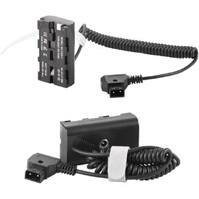 كابل طاقة ملفوف على شكل حرف D إلى بطارية الدمية NP-F550 متوافق مع سوني NP-F550/770/570 NP-F970، ضوء LED للطاقة، شاشة Feelworld Atomos Ninja/Shinobi لبطارية تركيب على شكل V in Kuwait