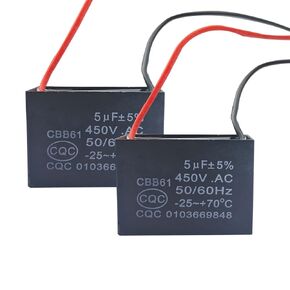 CBB61 مروحة السقف مكثف 2 سلك 5uf متوافق مع مكثف مروحة 400/350/300/250 فولت تيار متردد 50/60 هرتز CBB61-5 (عبوتان) in Kuwait