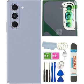 Z Fold 5 Back Glass Cover Replacement for Galaxy Z Fold 5 5G Back Glass Housing Cover Photo Frame with Back Cover W/Pre-Installed Tape + Tools (Cream)