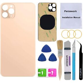 OEM Rear Back Glass Replacement for iPhone 11 Pro 5.8 inches with Reparing Toolkit and Pre-Installed Adhesive (Gold)