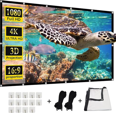 Projector Screen,HUANYINGBJB 4K 16:9 HD Rear Front Projector Screen Foldable Projection Screen Double-Sided Portable Outdoor Indoor Projector Screens for Movie Home Theater (120) in Kuwait