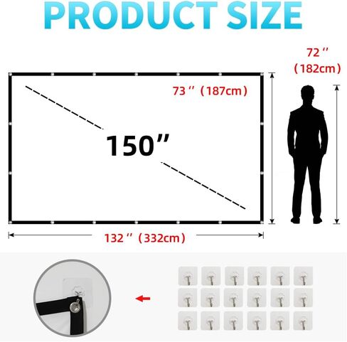 Projector Screen,HUANYINGBJB 4K 16:9 HD Rear Front Projector Screen Foldable Projection Screen Double-Sided Portable Outdoor Indoor Projector Screens for Movie Home Theater (120) in Kuwait