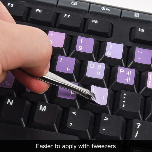2PCS Universal English Keyboard Stickers Letters for PC Laptop Computer | Keyboard Sticker Black Background with White Lettering, Keyboard Letters Replacement Sticker with Tweezer, Renew Keyboards in Saudi Arabia