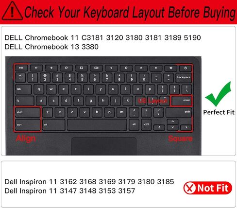 غطاء لوحة مفاتيح ملون لجهاز Dell 11.6 Chromebook 3100 3110 / Chromebook 11 3120 3180 3181 3189 5190 P22T 11.6 بوصة / Chromebook 13 3380 13.3 بوصة، جلد واقٍ، ملحقات Dell Chromebook، قوس قزح in Kuwait