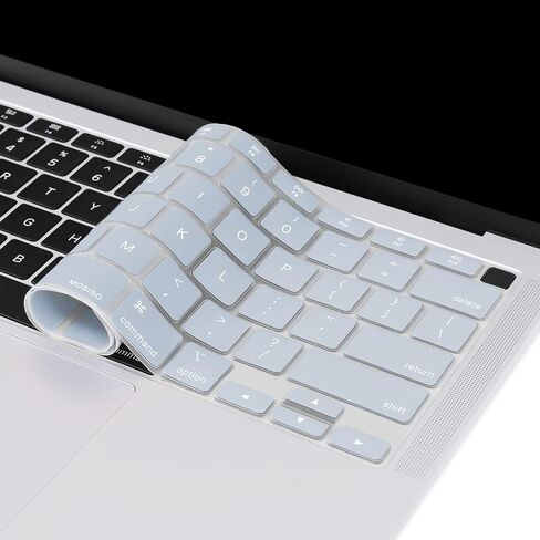 غطاء لوحة المفاتيح MOSISO متوافق مع جهاز MacBook Air 13 بوصة 2022 2021 إصدار 2020 A2337 M1 A2179 شاشة Retina مع لوحة مفاتيح سحرية بإضاءة خلفية تعمل باللمس، جلد سيليكون واقٍ مقاوم للماء، أسود in Kuwait