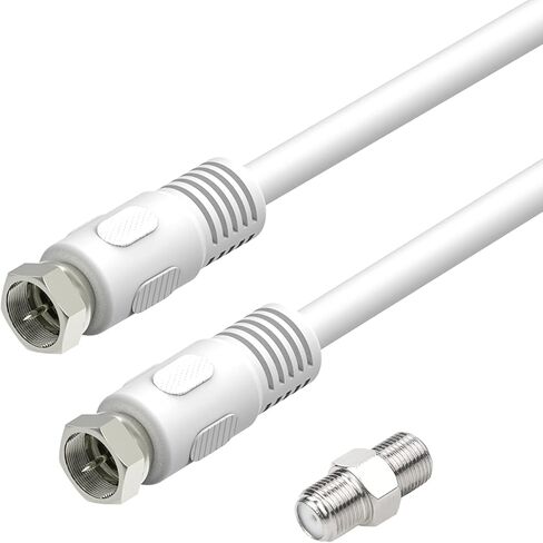 Coaxial Cable, 6ft RG6 Coax Cable White F Male to Male Connector Cord 75 Ohm with Coax Female to Female Coupler Adapter UIInosoo for AV, Cable TV, Antenna and Satellite in Kuwait