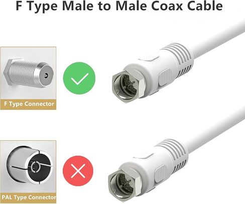 Coaxial Cable, 6ft RG6 Coax Cable White F Male to Male Connector Cord 75 Ohm with Coax Female to Female Coupler Adapter UIInosoo for AV, Cable TV, Antenna and Satellite in Kuwait