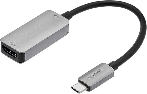 Amazon Basics USB-C 3.1 Male to HDMI Female Adapter (4K@60Hz), Gray, 1.69 x 1.45 x 0.43 inches in Saudi Arabia