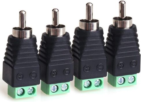 MOBOREST RCA to Speaker Wire Adapter, Solderless Connector (2-Pack) | Screw Terminal Design, Male Plug End, for Home Stereo and Security Camera DVR Systems, Compatible with Audio Receivers in Kuwait