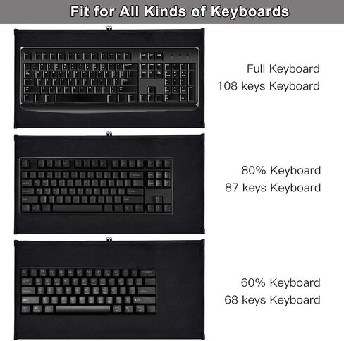 غطاء حقيبة لوحة المفاتيح للوحة المفاتيح العالمية، Logitech/Razer/Das/Havit/Apple Magic، غطاء غبار للوحة المفاتيح اللاسلكية/السلكية/كمبيوتر الألعاب - أسود in Saudi Arabia
