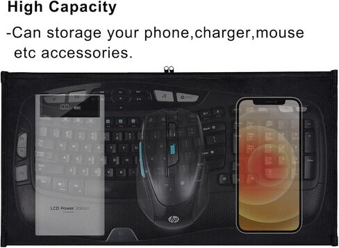 غطاء حقيبة لوحة المفاتيح للوحة المفاتيح العالمية، Logitech/Razer/Das/Havit/Apple Magic، غطاء غبار للوحة المفاتيح اللاسلكية/السلكية/كمبيوتر الألعاب - أسود in Saudi Arabia