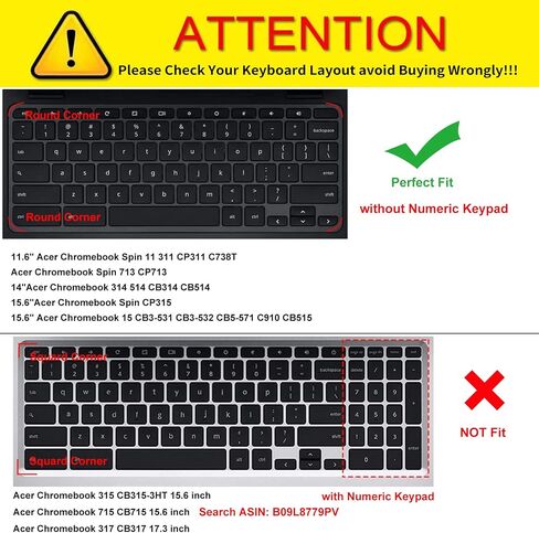 Keyboard Cover for Acer Chromebook Spin 11 311 C733 CP311 511 512/Chromebook 11 CB3-131 CB3-132 CB5-132T/Chromebook Spin CP713 CB5-312T/Acer Chromebook 14 15 inch -Gradual Pink in Kuwait