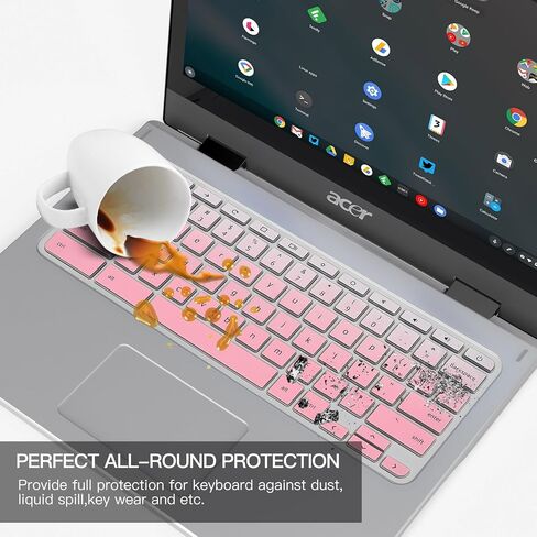 Keyboard Cover for Acer Chromebook Spin 11 311 C733 CP311 511 512/Chromebook 11 CB3-131 CB3-132 CB5-132T/Chromebook Spin CP713 CB5-312T/Acer Chromebook 14 15 inch -Gradual Pink in Kuwait