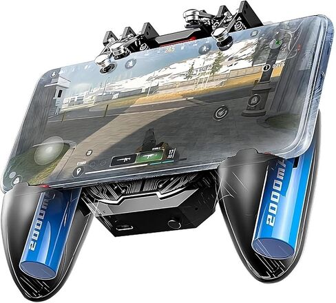 Mobile Game Controller Fast Cooling Phone Gamepad 4 Trigger 6 Finger Operation 4000 mAh Built-in battery Rechargeable for iPhone, Samsung, Oneplus, Pixel, compatible with PUBG CoD Warzone Mobile in Kuwait