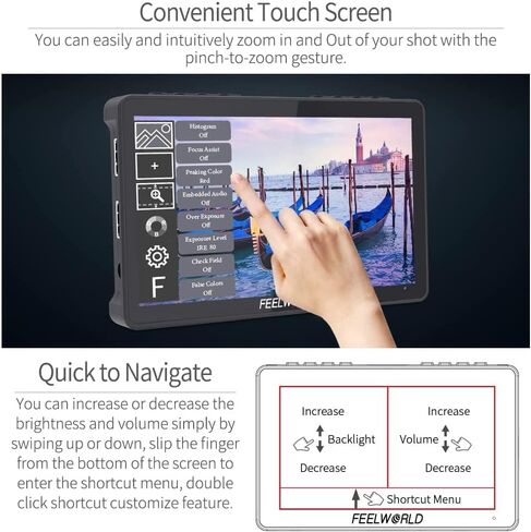 FEELWORLD F5 Pro V4 + بطارية + شاحن + حقيبة حمل 6 بوصة تعمل باللمس كاميرا مراقبة ميدانية مع مجموعة خارجية ثلاثية الأبعاد LUT F970 مثبتة لدعم النقل اللاسلكي للطاقة 4K HDMI ومخرج إدخال 5V Type-c in Saudi Arabia