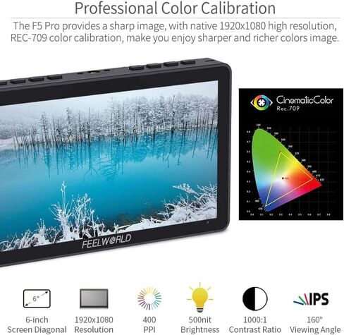 FEELWORLD F5 Pro V4 + بطارية + شاحن + حقيبة حمل 6 بوصة تعمل باللمس كاميرا مراقبة ميدانية مع مجموعة خارجية ثلاثية الأبعاد LUT F970 مثبتة لدعم النقل اللاسلكي للطاقة 4K HDMI ومخرج إدخال 5V Type-c in Saudi Arabia
