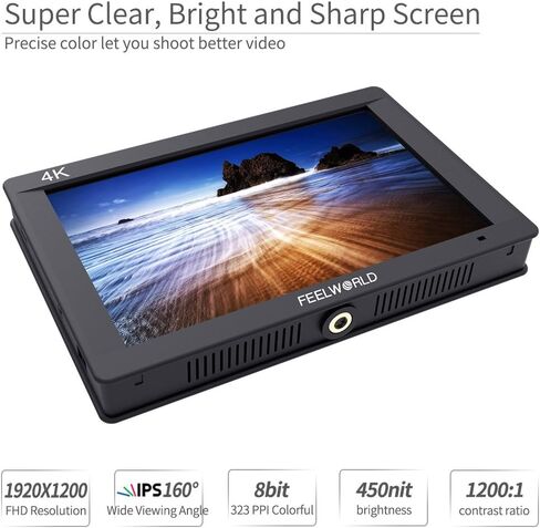 FEELWORLD FW703 7 Inch IPS 3G SDI 4K HDMI DSLR Monitor Full HD 1920x1200 On Camera Field Monitor with Histogram for Stabilizer Cameras Rig in Saudi Arabia