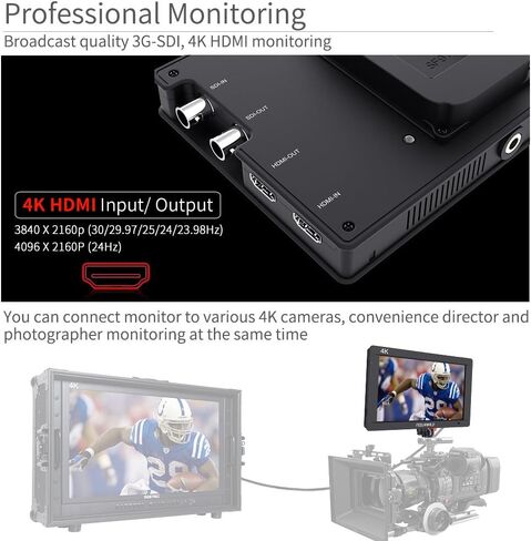 FEELWORLD FW703 7 Inch IPS 3G SDI 4K HDMI DSLR Monitor Full HD 1920x1200 On Camera Field Monitor with Histogram for Stabilizer Cameras Rig in Saudi Arabia