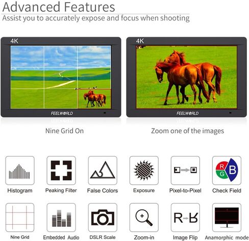 FEELWORLD FW703 7 Inch IPS 3G SDI 4K HDMI DSLR Monitor Full HD 1920x1200 On Camera Field Monitor with Histogram for Stabilizer Cameras Rig in Saudi Arabia
