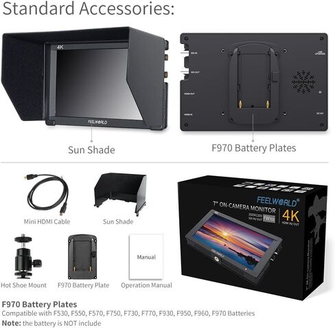 FEELWORLD FW703 7 Inch IPS 3G SDI 4K HDMI DSLR Monitor Full HD 1920x1200 On Camera Field Monitor with Histogram for Stabilizer Cameras Rig in Saudi Arabia