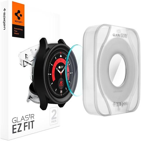 واقي شاشة زجاجي مقوى من Spigen [GlasTR EZ FIT] مصمم لساعة Galaxy Watch 5 Pro - عبوتان in Kuwait