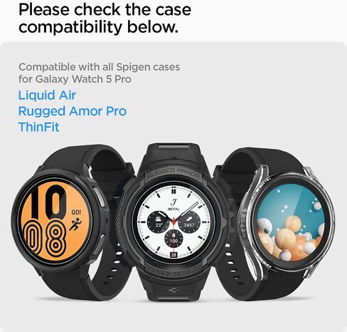 واقي شاشة زجاجي مقوى من Spigen [GlasTR EZ FIT] مصمم لساعة Galaxy Watch 5 Pro - عبوتان in Kuwait