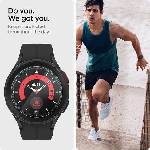 واقي شاشة زجاجي مقوى من Spigen [GlasTR EZ FIT] مصمم لساعة Galaxy Watch 5 Pro - عبوتان in Kuwait