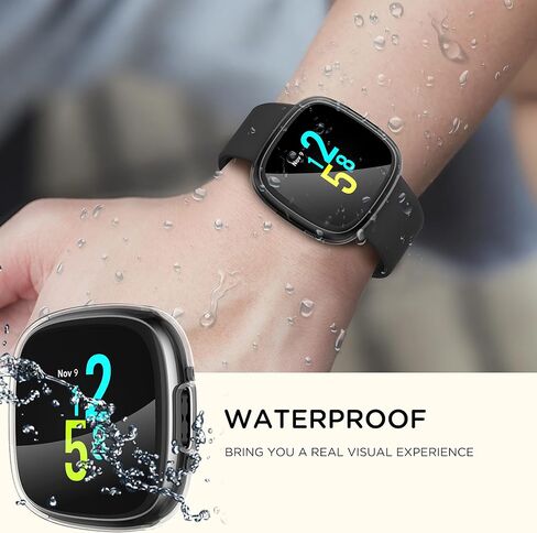 Suoman [4-Pack] for Fitbit Sense 2 /Versa 4 Screen Protector Case, Full Around Electroplate Soft TPU Bumper Around Protective Case Cover for Fitbit Sense 2/Versa 4 Smartwatch(Black+Black+Black+Black) | Full Around Electroplate Soft TPU Bumper Around Prote in Saudi Arabia