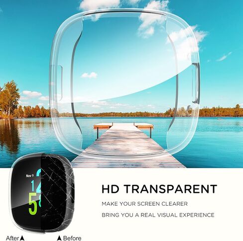Suoman [4-Pack] for Fitbit Sense 2 /Versa 4 Screen Protector Case, Full Around Electroplate Soft TPU Bumper Around Protective Case Cover for Fitbit Sense 2/Versa 4 Smartwatch(Black+Black+Black+Black) | Full Around Electroplate Soft TPU Bumper Around Prote in Saudi Arabia