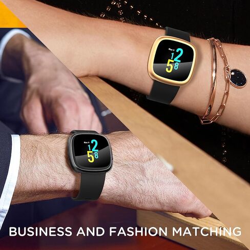Suoman [4-Pack] for Fitbit Sense 2 /Versa 4 Screen Protector Case, Full Around Electroplate Soft TPU Bumper Around Protective Case Cover for Fitbit Sense 2/Versa 4 Smartwatch(Black+Black+Black+Black) | Full Around Electroplate Soft TPU Bumper Around Prote in Saudi Arabia
