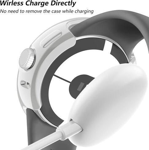 Amzpas 2 Pack for Google Pixel Watch Screen Protector Case, Soft Plated TPU Full Around Protective Cover for Google Pixel Watch Accessories, Rose Pink +Transparent in Kuwait