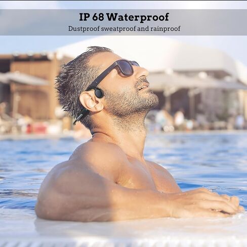 JEWUNO Bone Conduction Headphones Swimming, Underwater Headphones for Swimming, Built-in 32G Memory IP68 Waterproof, Wireless Bluetooth 5.3 Open Ear Headphones for Running, Cycling in Kuwait