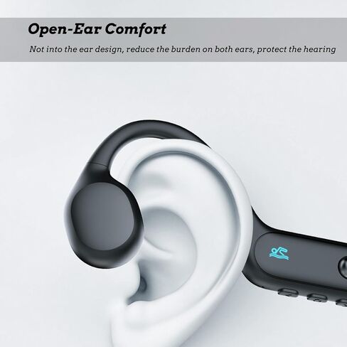 JEWUNO Bone Conduction Headphones Swimming, Underwater Headphones for Swimming, Built-in 32G Memory IP68 Waterproof, Wireless Bluetooth 5.3 Open Ear Headphones for Running, Cycling in Kuwait