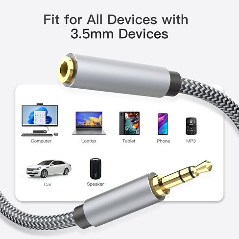 Headphone Extension Cable 10ft - Aux 3.5mm Extension Cable Male to Female, 1/8 Inch TRS Stereo Audio Jack Extender for Car, Speaker, TV, PC (Audio Only, No Mic) in Kuwait