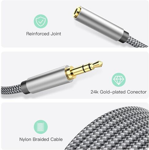 Headphone Extension Cable 10ft - Aux 3.5mm Extension Cable Male to Female, 1/8 Inch TRS Stereo Audio Jack Extender for Car, Speaker, TV, PC (Audio Only, No Mic) in Kuwait