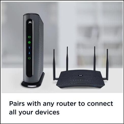 مودم كابل موتورولا 8×4، موديل MB7220، 343 ميجابت في الثانية DOCSIS 3.0، معتمد من Comcast XFINITY، كابل الوقت وارنر كوركس، برايت هاوس وغيرها (لا سلكي) in Saudi Arabia