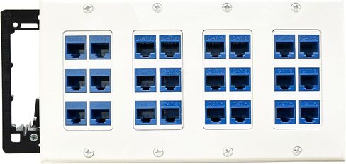 DIYTECH 24 Port Ethernet Wall Plate, Cat6 RJ45 Keystone, 4 Gang - White in Kuwait