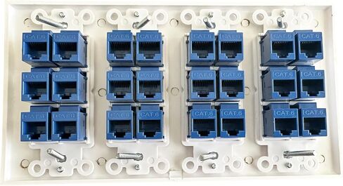 DIYTECH 24 Port Ethernet Wall Plate, Cat6 RJ45 Keystone, 4 Gang - White in Kuwait