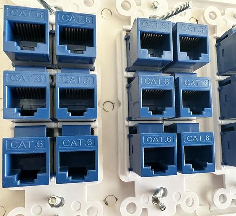 DIYTECH 24 Port Ethernet Wall Plate, Cat6 RJ45 Keystone, 4 Gang - White in Kuwait